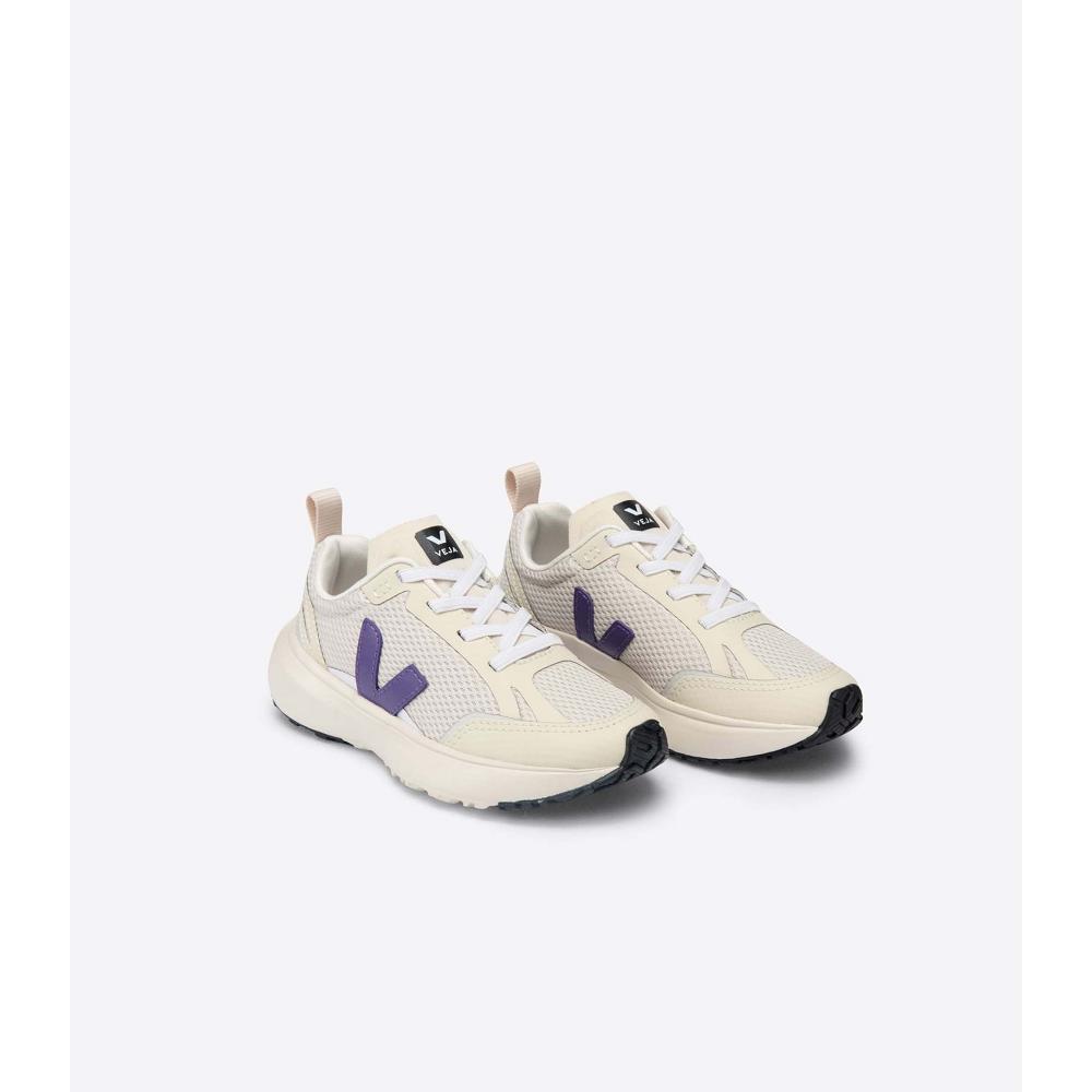 Kids' Veja CANARY ELASTIC LACE Running Shoes Beige/Purple | ZA 709YXF